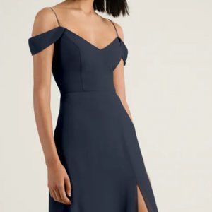 Elegant Navy Off-Shoulder Dress